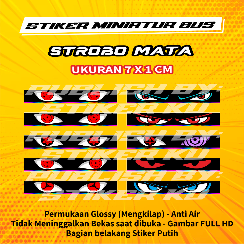 

Stiker Miniatur Bus Strobo Mata Bus Basuri Telolet Isi 1 Pcs Ukuran kecil