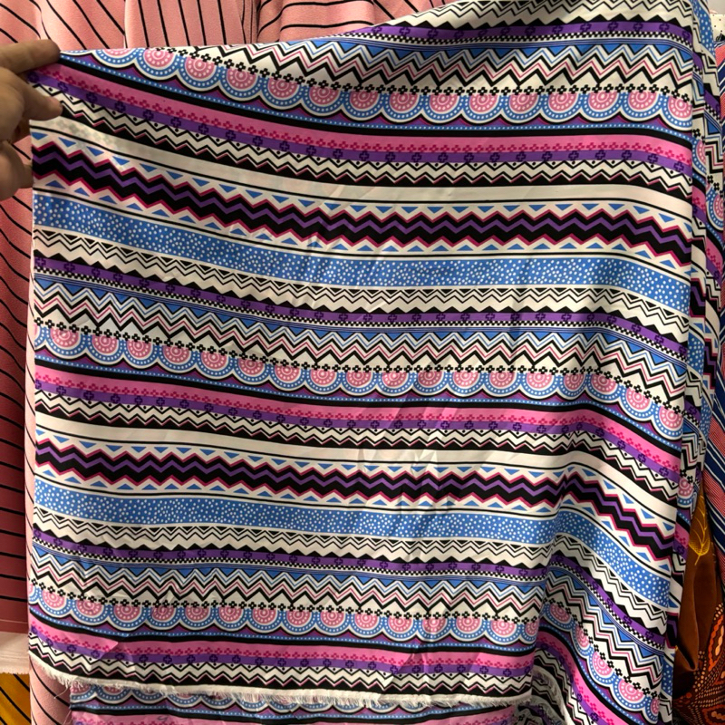 KAIN WOLPEACH MOTIF PREMIUM  - kain motif salur - kain bahan motif - kain Wolfis motif salur  - apx