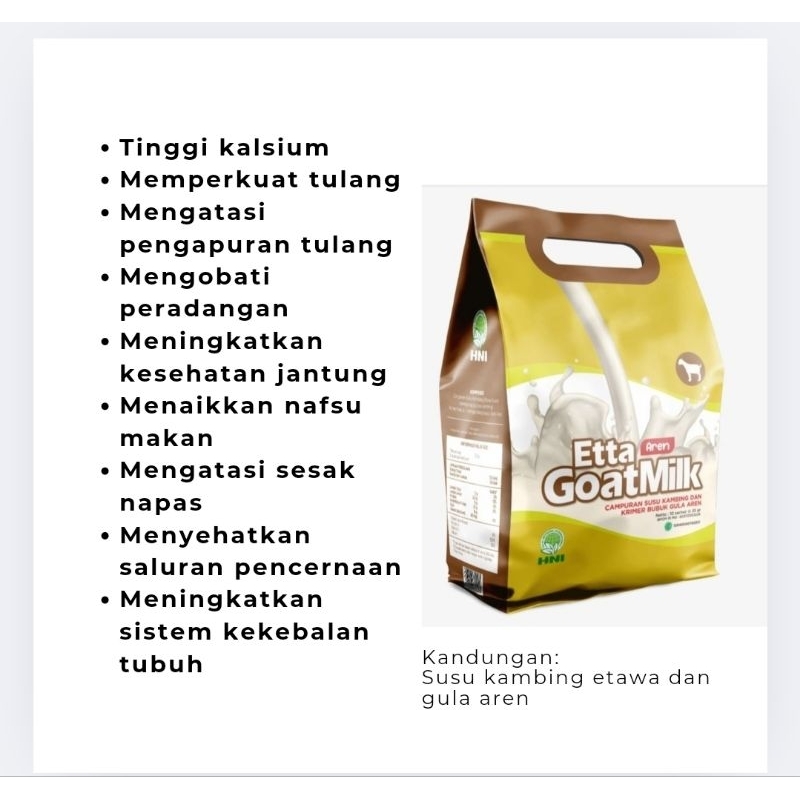 

SUSU ETTA GOAT MILK AREN, Susu Kambing Murni Obat Asma Osteoporosis Penguat Tulang