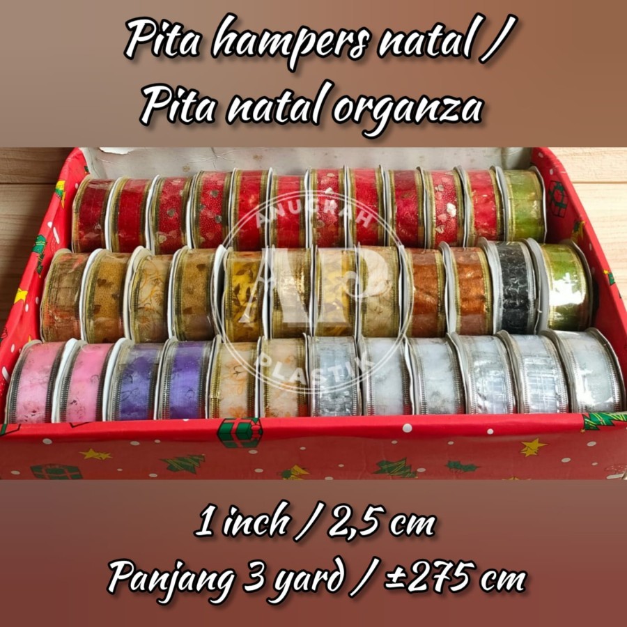 

Pita Hampers Natal Organza / Pita Natal Motif Organza / Pita Merry Christmas PER ROLL