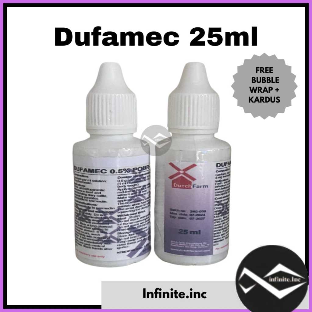 Dufamec 0,5% Pour On 25 ml (I Ver Mec Tin Pour On) Obat Kutu Gudig Scabies Hewan Dutchfarm -Dufamec 