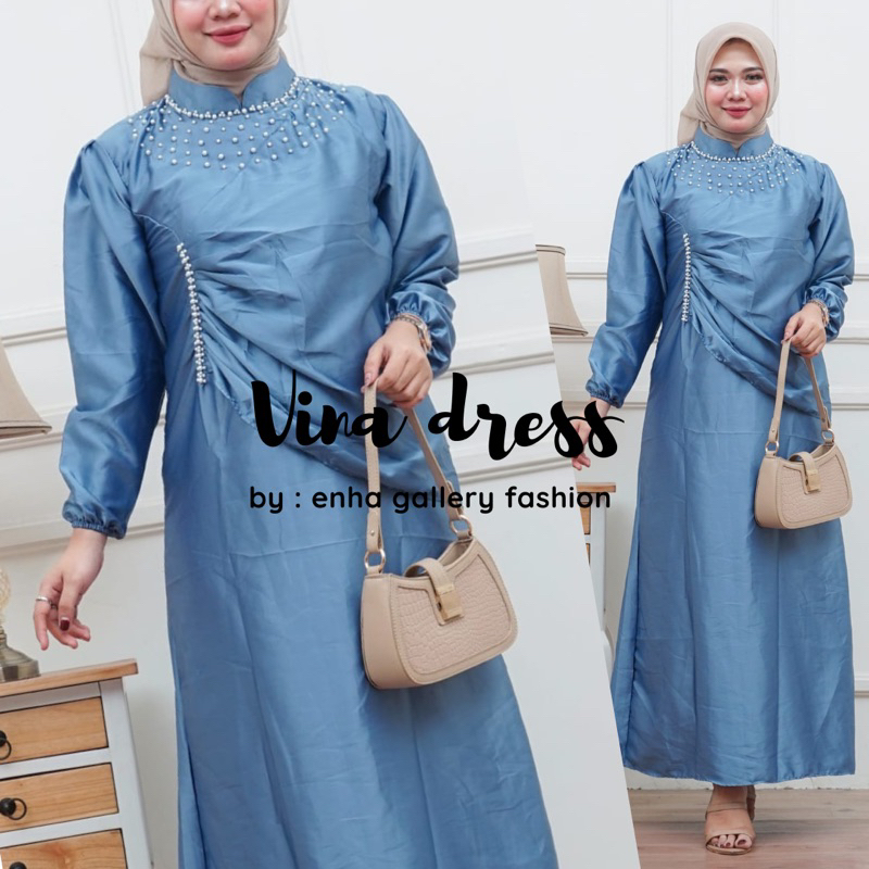 Vina Dress Satin Payet Kondangan Termurah Bridesmaid Satin Velvet Allsize