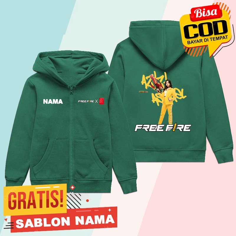 JAKET ZIPPER ANAK MOTIF MEMBER ZEE AZIZI JKT48 X FREEFIRE