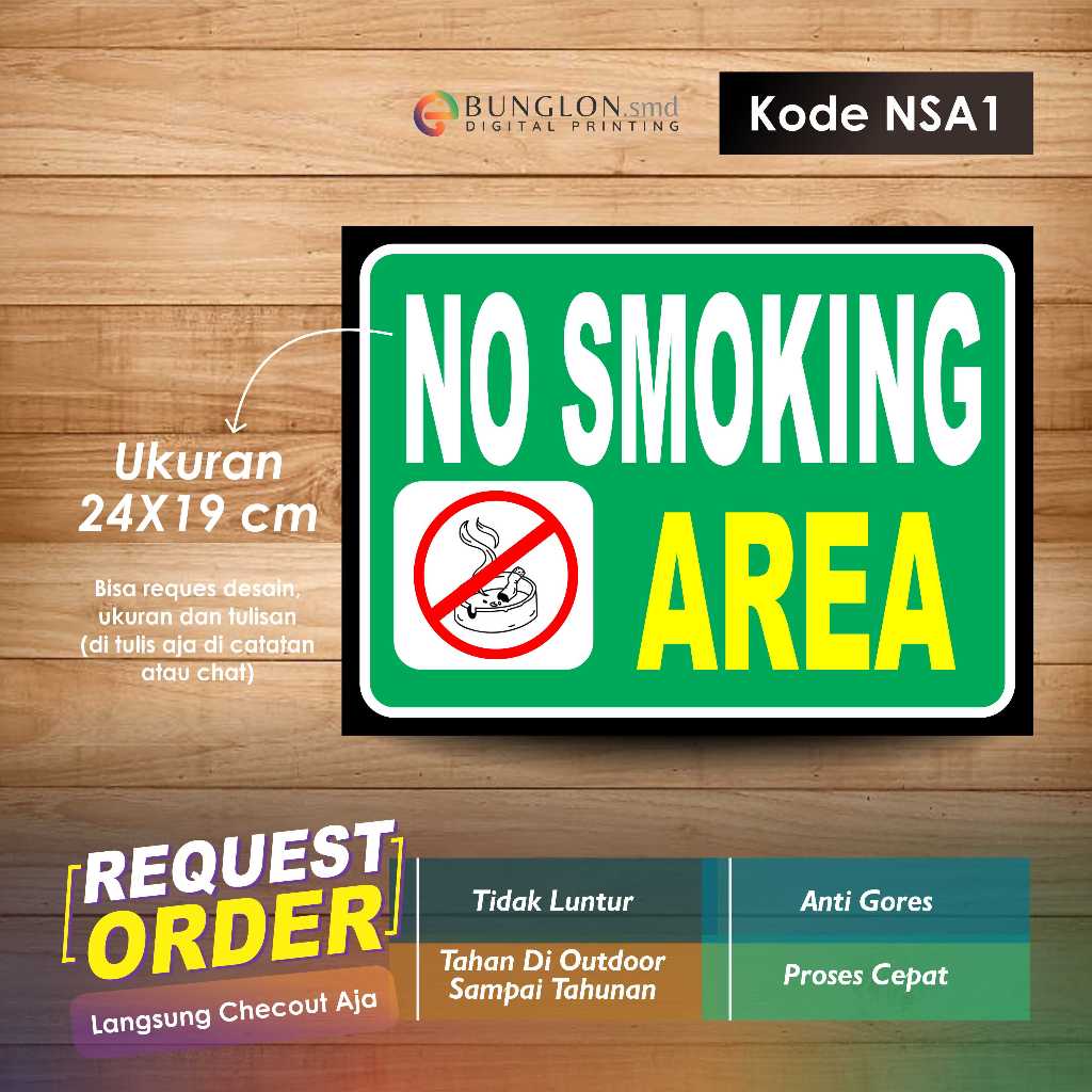 

STIKER NO SMOKING AREA + LAMINASI KODE NSA1 HIJAU