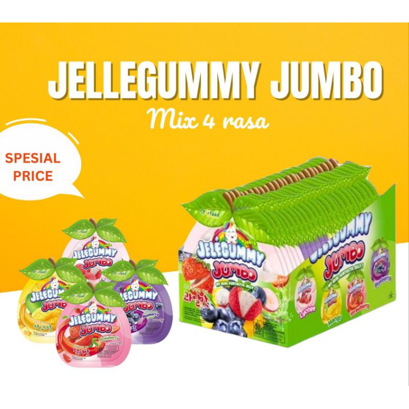 

Jelegummy jumbo halal isi 24 pcs, 4 rasa (mangga, leci, strawberi, bluberi)