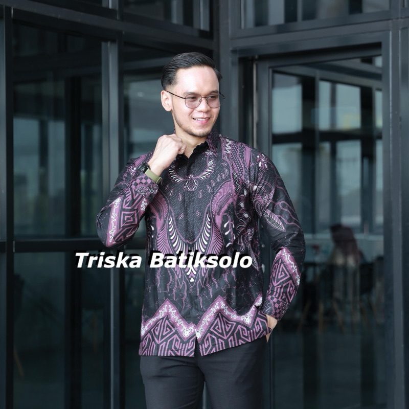SEKTI UNGU KEMEJA BATIK PRIA PREMIUM BATIK ANAK MUDA HEM BATIK SOLO BAHAN KATUN SIZE REGULER