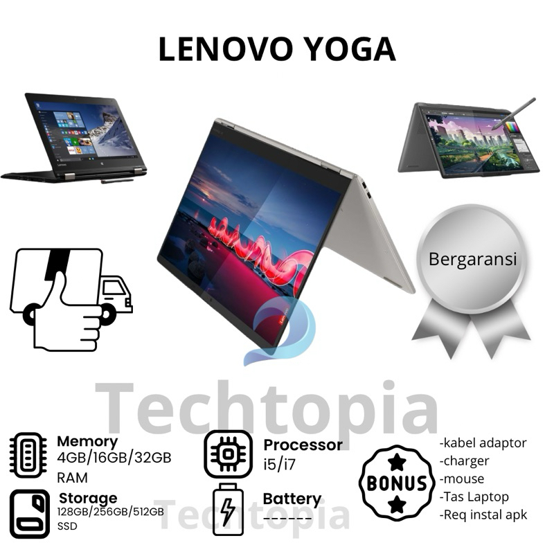 LAPTOP LENOVO YOGA SERIES X390/X1Yoga/300e/11e/L13 i5/i7 Mulus Bergaransi