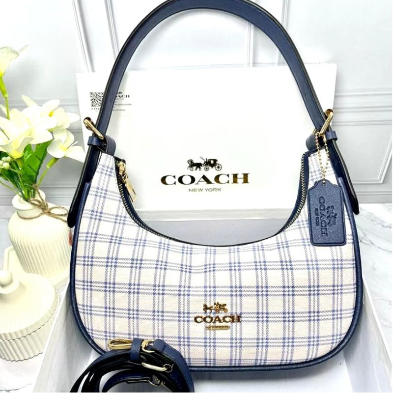 Freebox COACH Tas Wanita Shoulderbag 2Tali Bailey Hobo Tartan Bahan Kulit Kode118 Premium