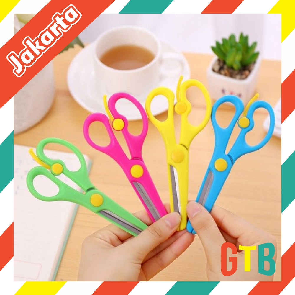 

❤️GTB❤️ Gunting Kertas Kecil Gunting Safety Lock anak Anak Gunting Anak Safety Aman Untuk Anak Warna lucu / Kids Safety Scissors / Gunting Kecil Warna-Warni R1153