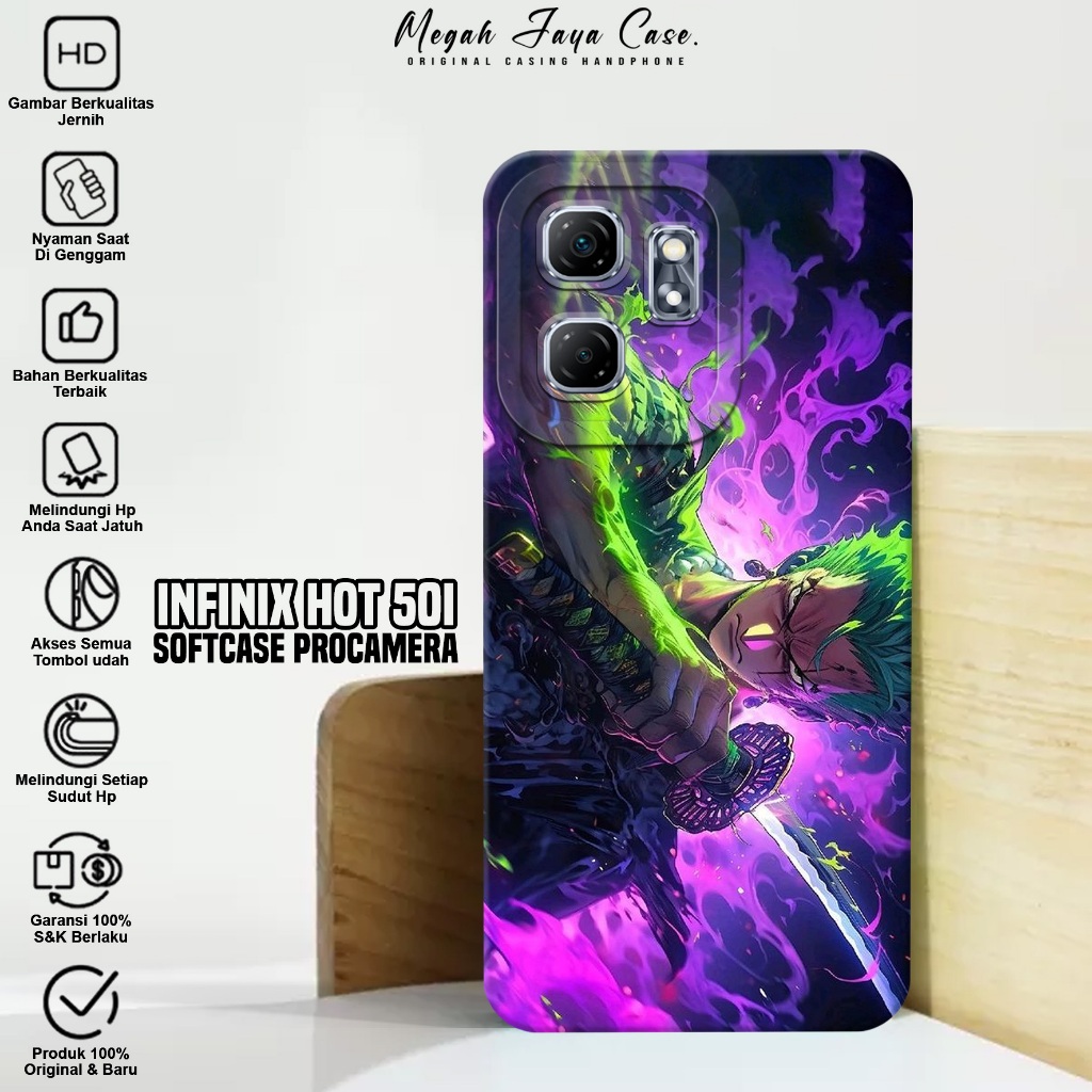 Softcase Infinix Hot 50i - Case Hp Hp Infinix Hot 50i Motif Roronoa Zoro - Silikon Hp Infinix Hot 50