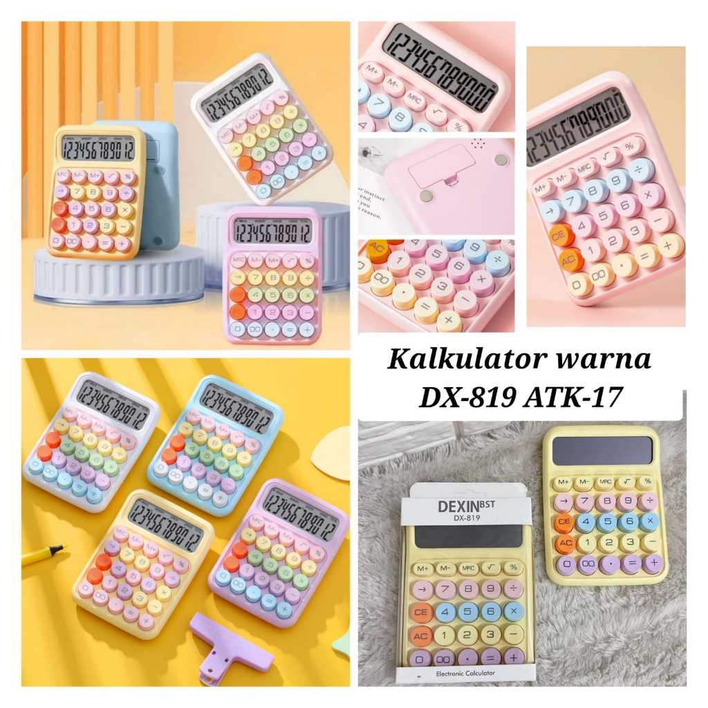 

Kalkulator Warna DX-819 ATK-17/ Calculator Keyboard Boba Warna Soft Pastel