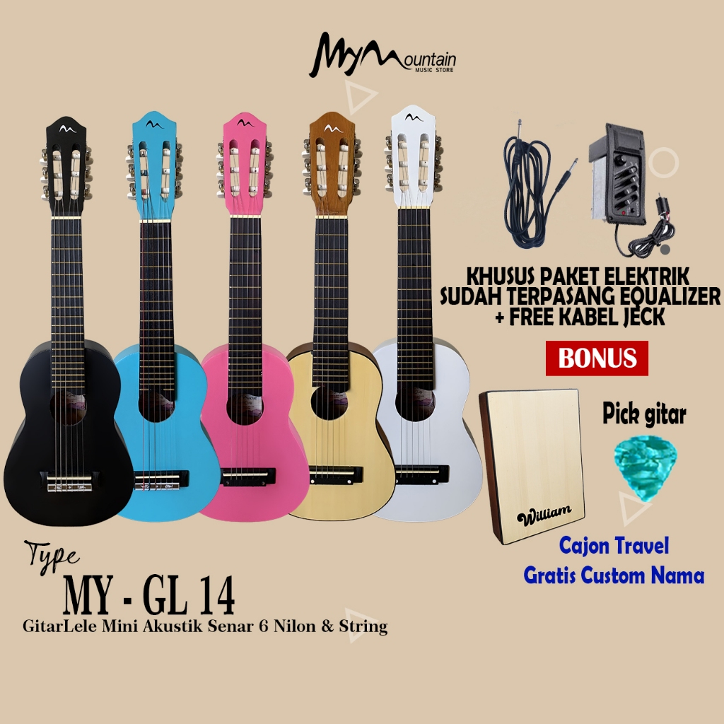 Promo Paket Bundling Hemat Gitarlele Akustik Elektrik Senar Nilon & String