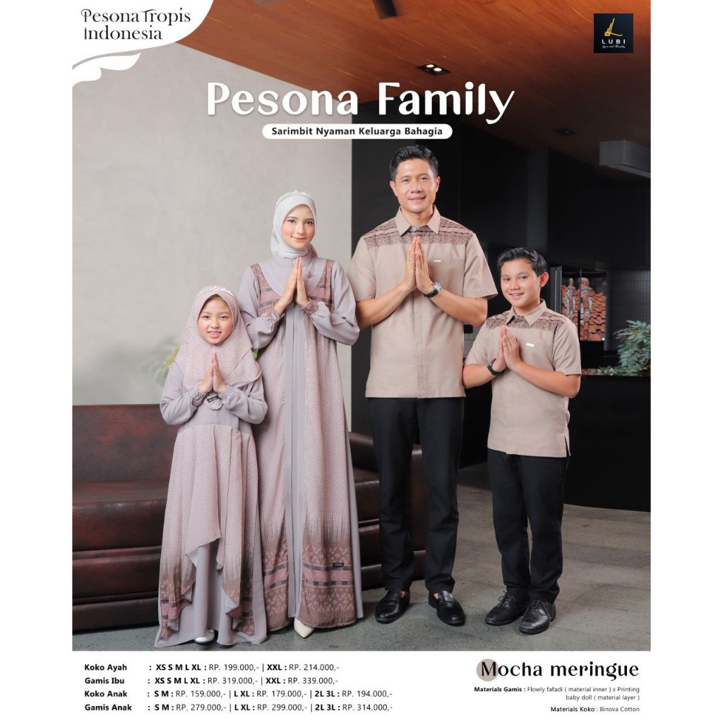 SARIMBIT PESONA MOCHA MERINGUE  FAMILY  LUBI 2025  TERBARU COCOK UNTUK OUTFIT LEBARAN GAMIS KEKINIAN