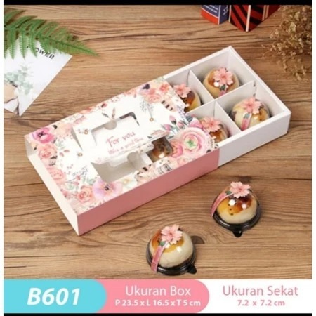 

Box Kue Sekat 6 B601/ Packaging Kotak Kue Mooncake/ Cookies/ Nastar (5pcs)