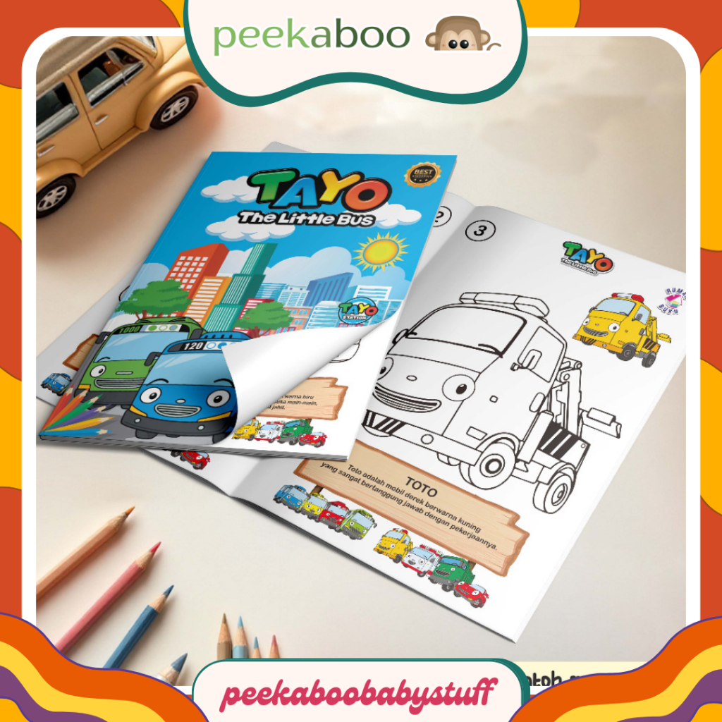 BUKU MEWARNAI FULL COLOUR (FC) A5 - TAYO - FC || BUKU WARNA FULL COLOR ANAK PAUD TK SD MEMBACA MENUL
