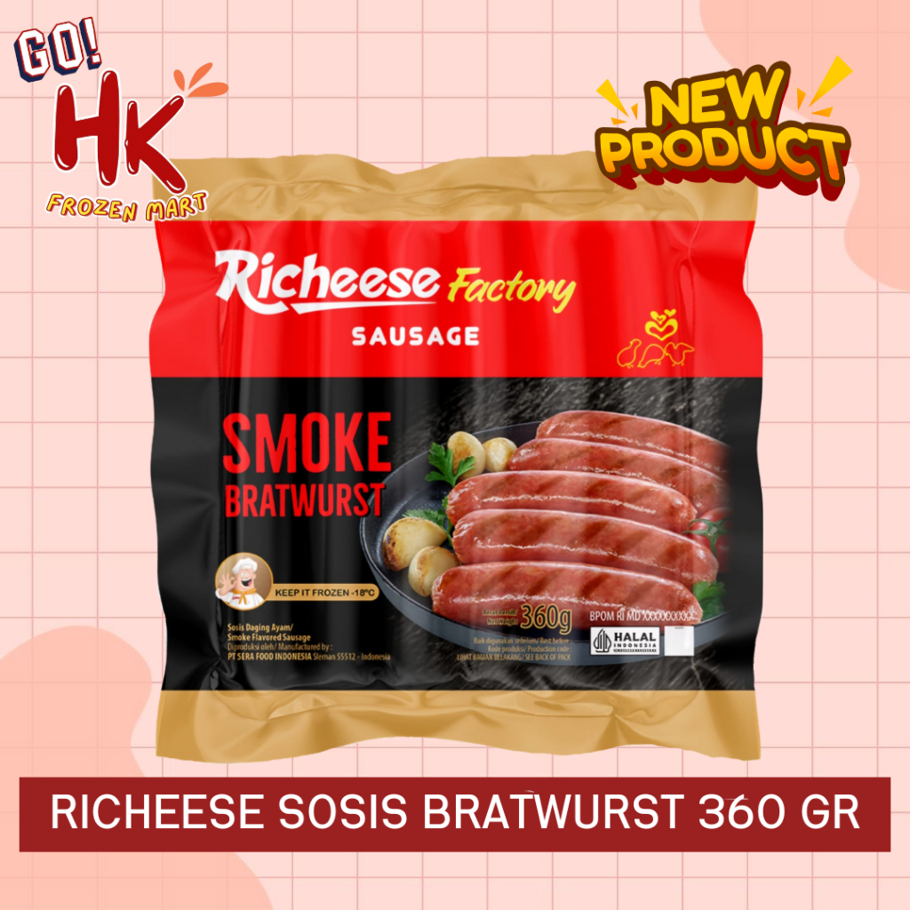 

Richeese Sosis Bratwurst 360gr isi 6 | sosis ayam chicken sausages Premium HK Frozen Mart