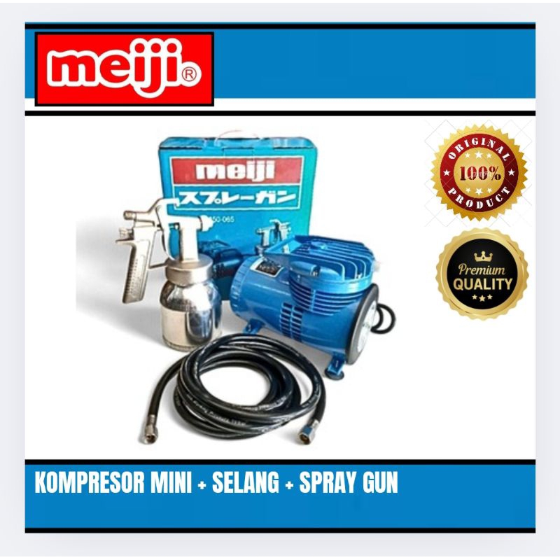Compresor Mini Set Kompresor Spray Gun Selang Meiji Original