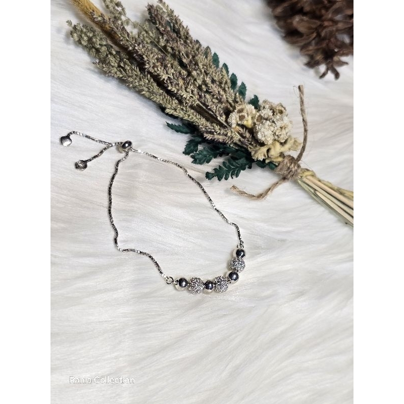 Gelang Perak Gelang Wanita Gelang Serut Bola Bola Kombinasi gelang perak murah