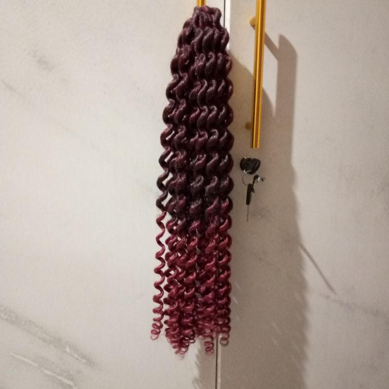 Rambut Sambung Sulam Sintetis, Ikal Curly Atau Kriwilan Panjang 40cm.