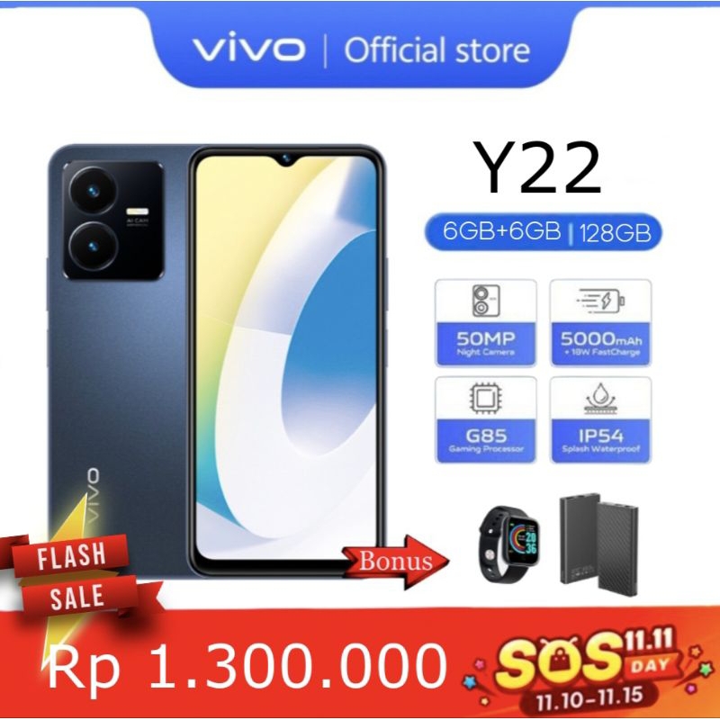 HP VİVO Y22 (RAM 6+128GB) GARANSI RESMI 100% ORIGINAL FULLSET