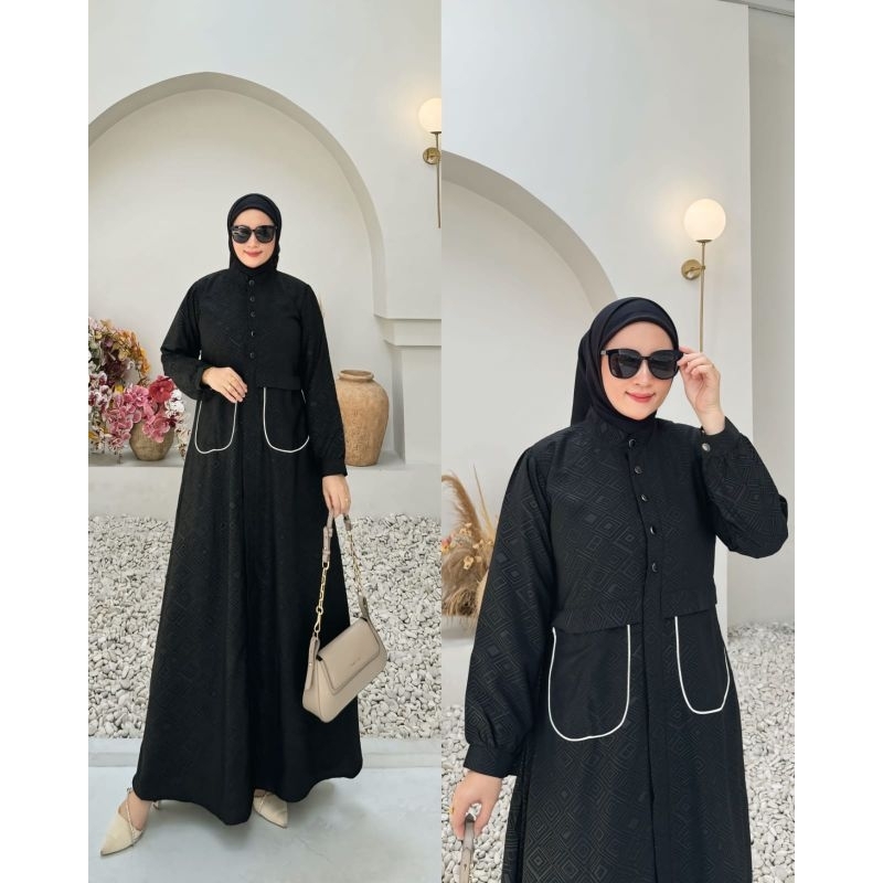 GAMIS ABAYA TURKI ZEHRA ABAYA KANCING DAN SAKU DEPAN ABAYA TERBARU ABAYA HITAM