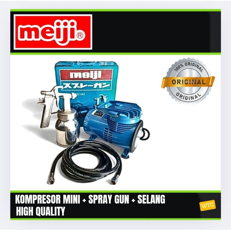 Kompresor Mini + selang + Spray Gun Set Meiji Original Compresor Mini