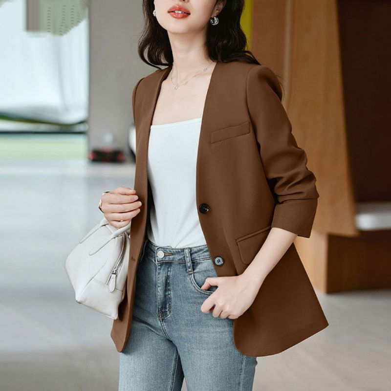 Jas Blazer formal wanita/Jas wanita tanpa kerah/Jas wanita santai kantoran DLL/Jas formal non formal