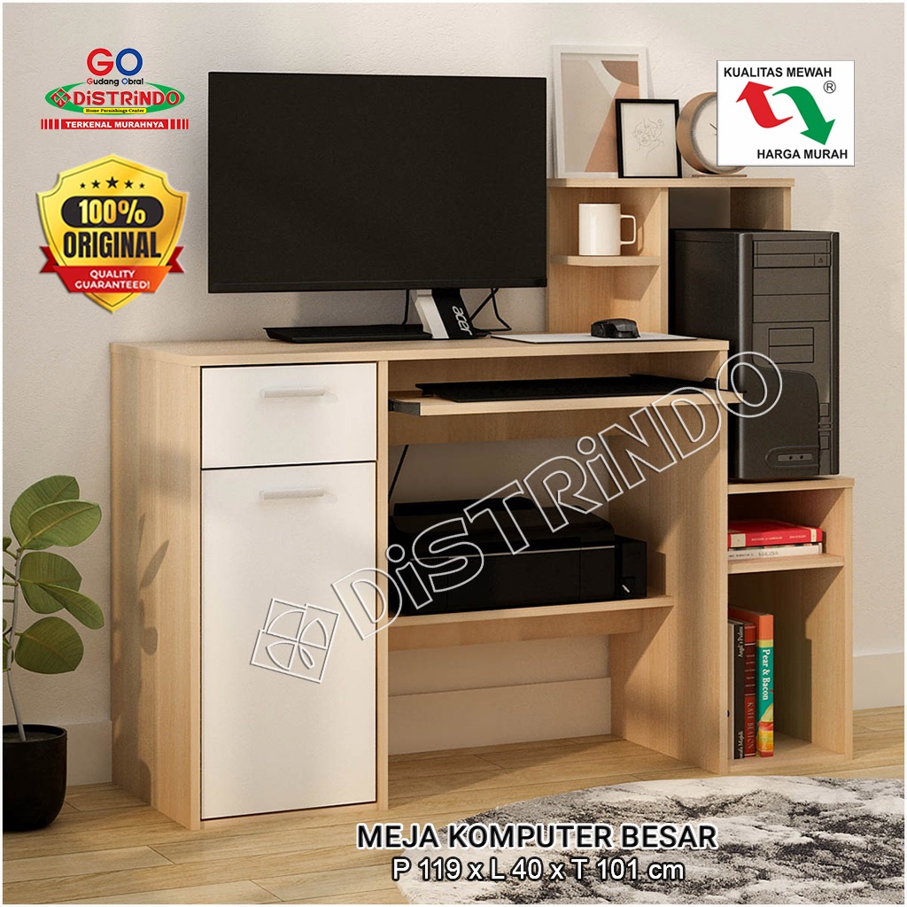 Distrindo - Mola DK Meja Kantor / Meja Belajar / Meja Komputer ada Rak Printer, Laci, Lemari