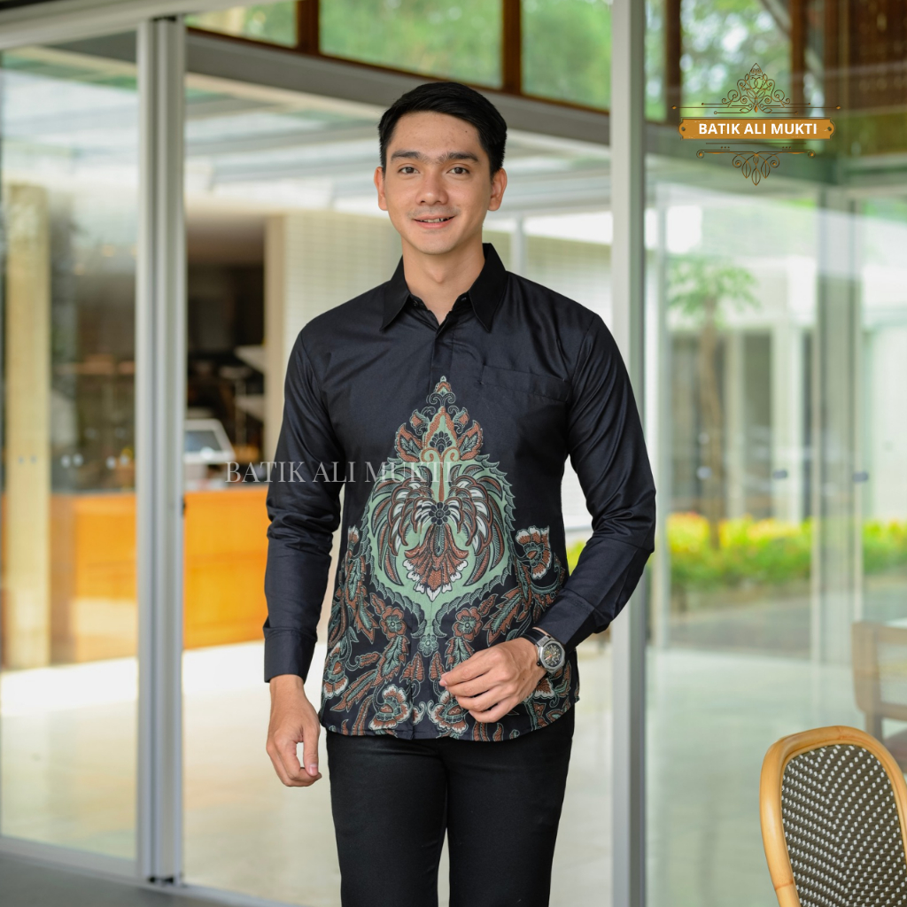 Batik Slimfit Pria Lengan Panjang Baju Kemeja Kondangan Anak Muda Katun Halus Furing Motif Baladewa