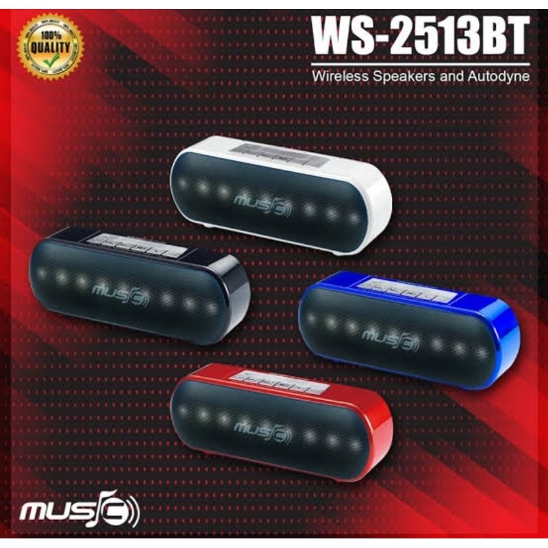 Musik Speaker WSTER WS 2513 BT Support MMC MEMORI USB Aux Bluetooth Wireless Mini Music Box Portable
