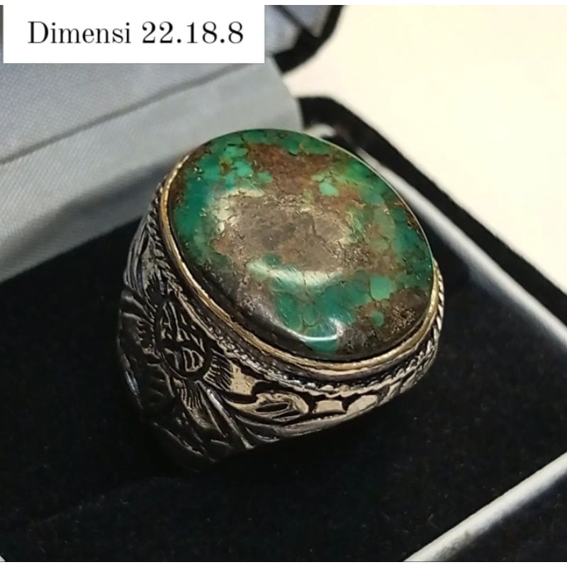 CINCIN PIRUS PERSIA GRADASI WARNA HIJAU TUA ANTIK URAT LAWASAN