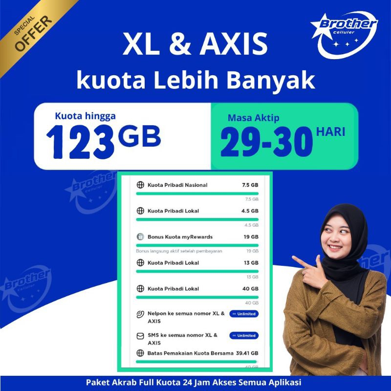 PAKET DATA AKRAB XL & AXIS, OFFICIAL GARANSI 1 BULAN