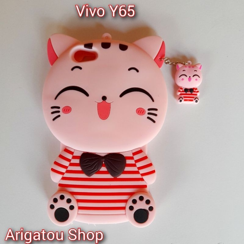 Vivo Y65 Case Softcase Boneka 3D Karakter Kucing Pink