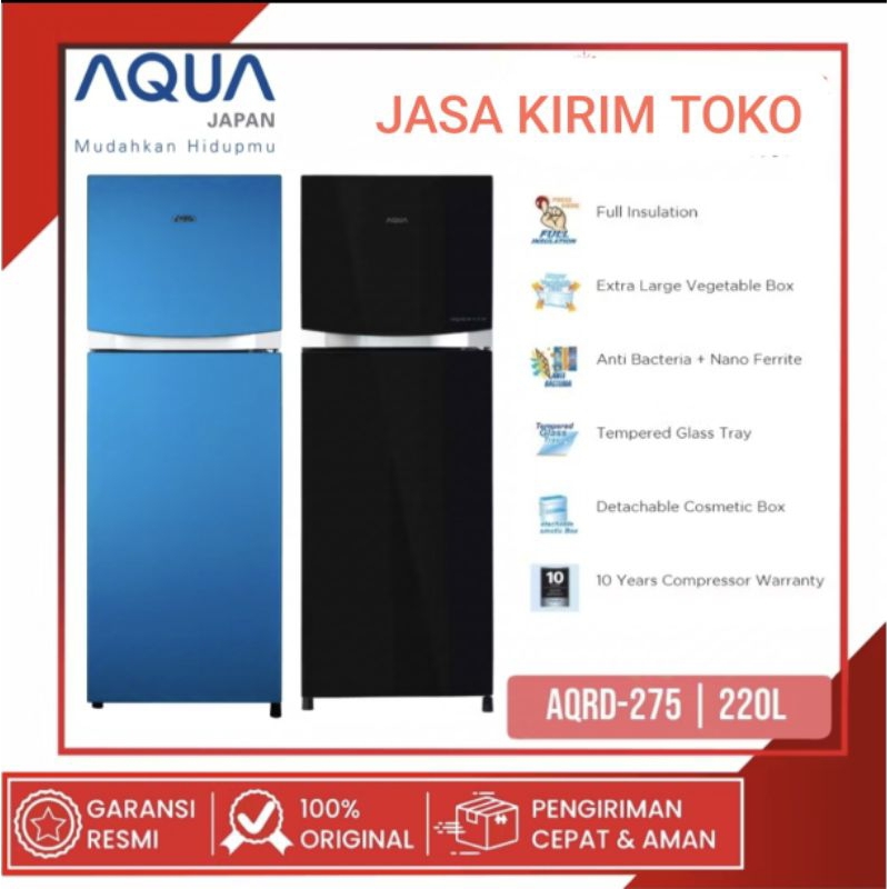 KULKAS AQUA JAPAN 2 PINTU AQR-D275R 220LITER GARANS RESMI