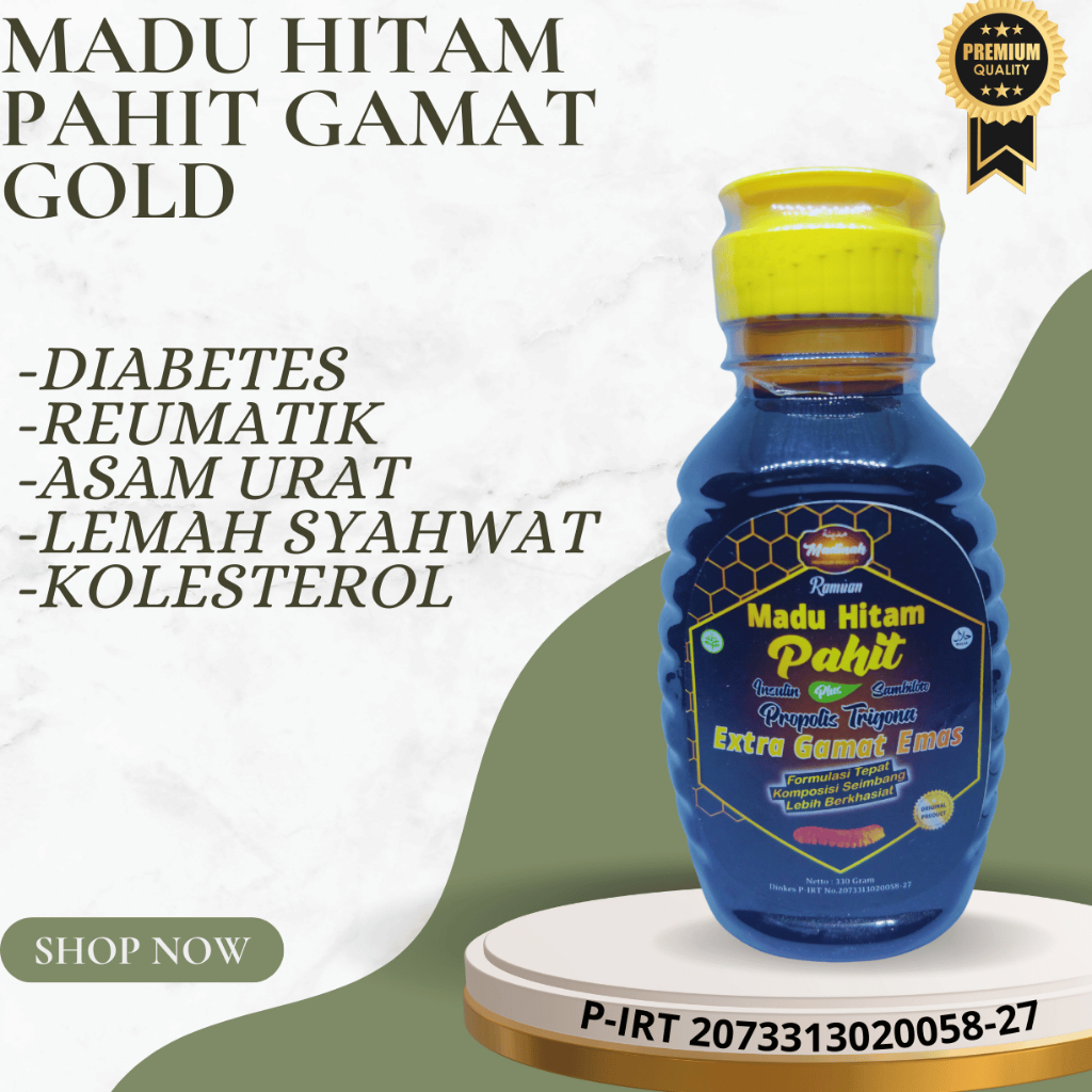 

Madu Hitam Pahit Exstrak Gamat Emas Plus Propolis Trigona 330 Gram ORIGINAL