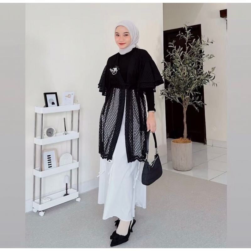 Malika Outer / Cardigan Brukat All Size (Ada Ikat Pinggang)