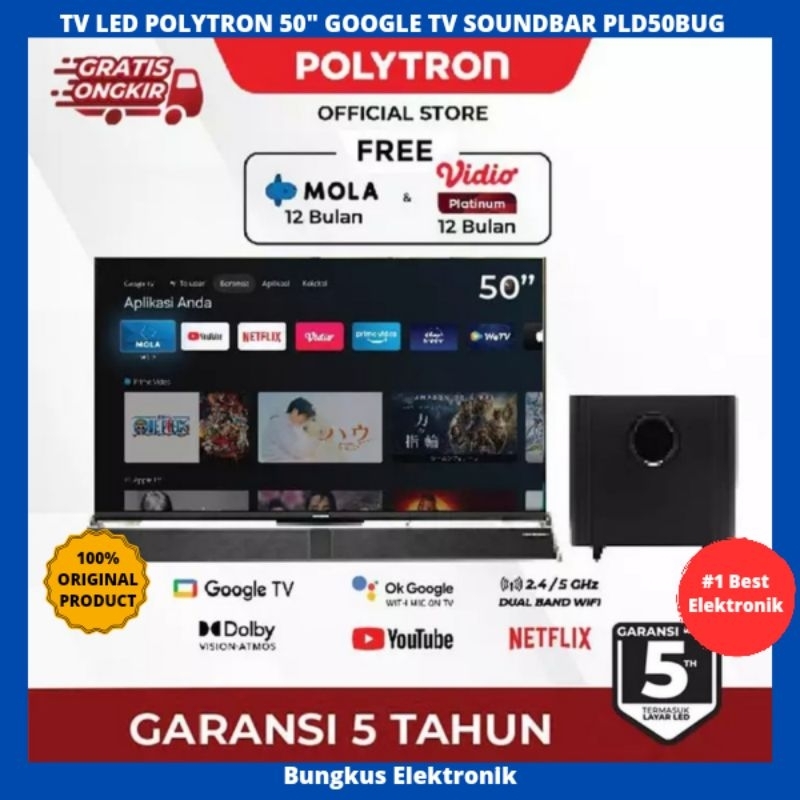 TV LED POLYTRON 50INCH GOOGLE TV SOUNDBAR PLD50BUG