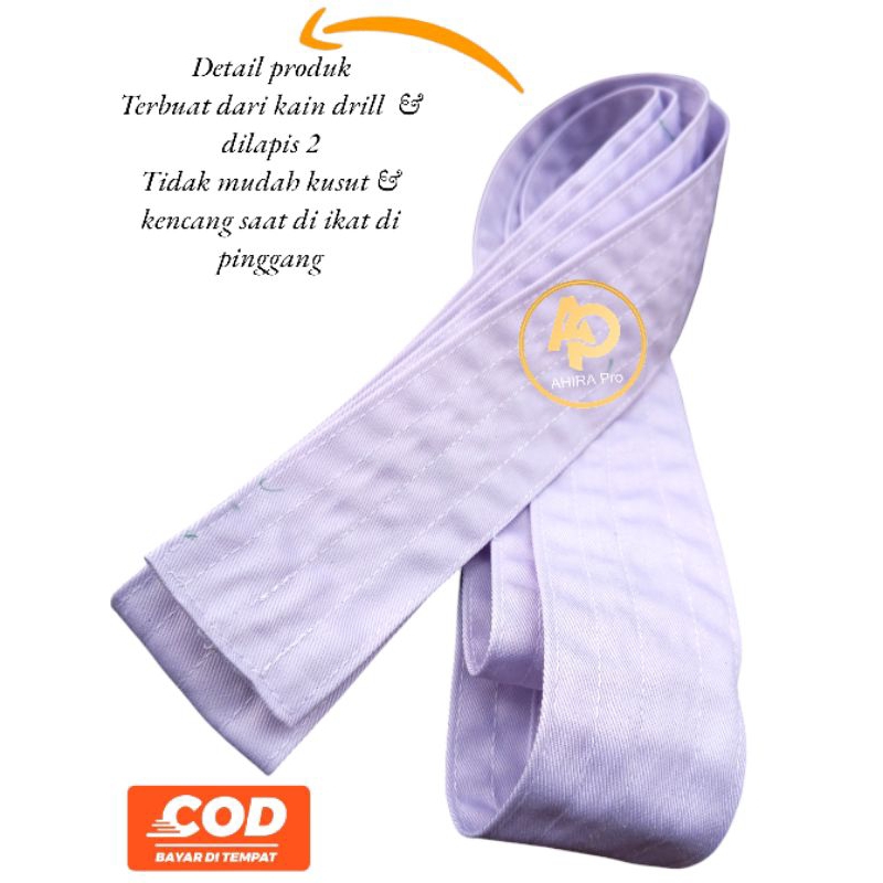 sabuk pencak silat putih polos 7cm x 2.5cm drill PE/sabuk silat/sabuk putih polos/sabuk siswa pencak