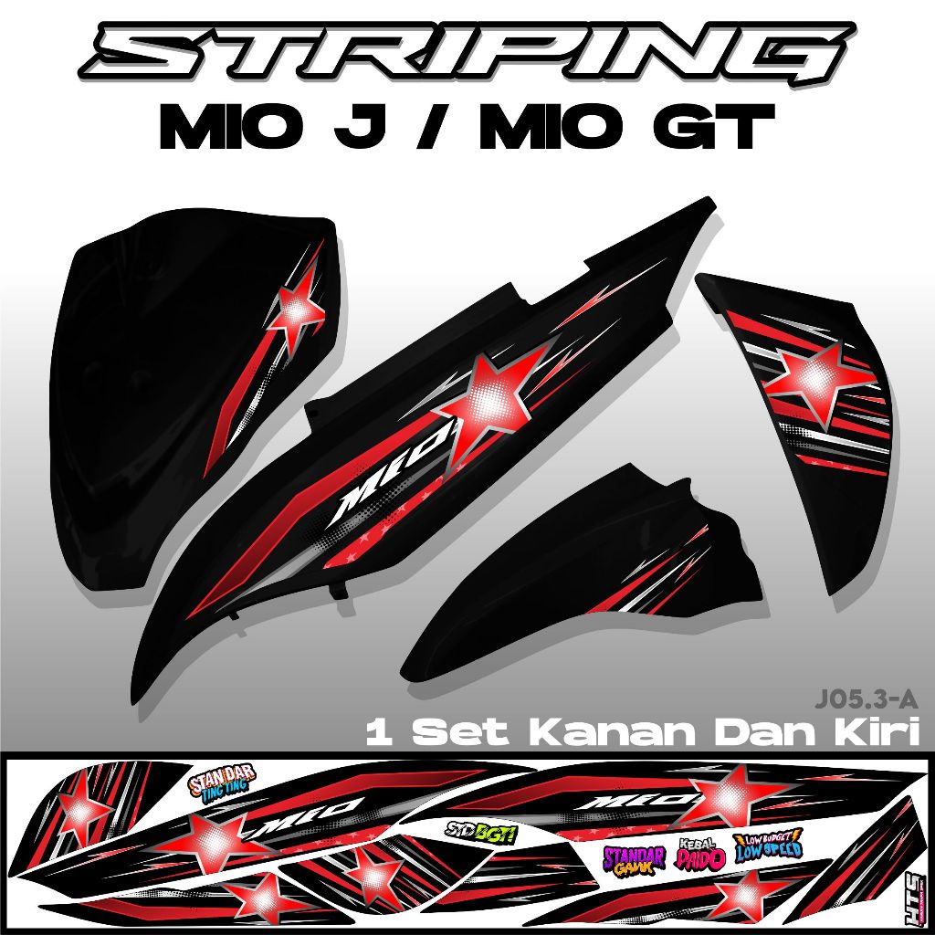 STRIPING LIS BINTANG VARIASI YAMAHA MIO J-GT STICKER BINTANG STAR POLET BODI MOTOR STIKER VARIASI