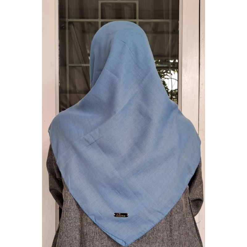 Lissme Paris Jadul Denim Biru Denim Kerudung Segi Empat Jilbab Segiempat