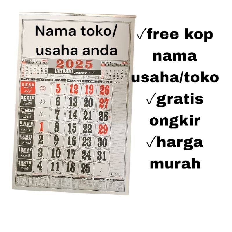 

kalender custom gratis nama usaha/toko (minim 50 pcs)