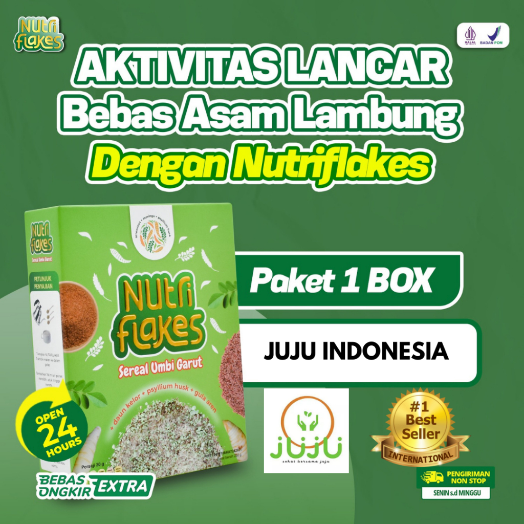 

Nutriflakes Minuman Sereal Serbuk Umbi Garut Solusi Diet Sehat 280g