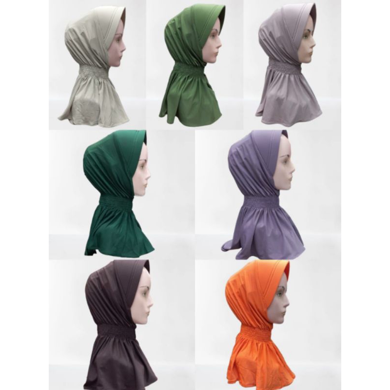 TERLARIS Bergo Smock Kerut Leher Spandek Winner Elegan