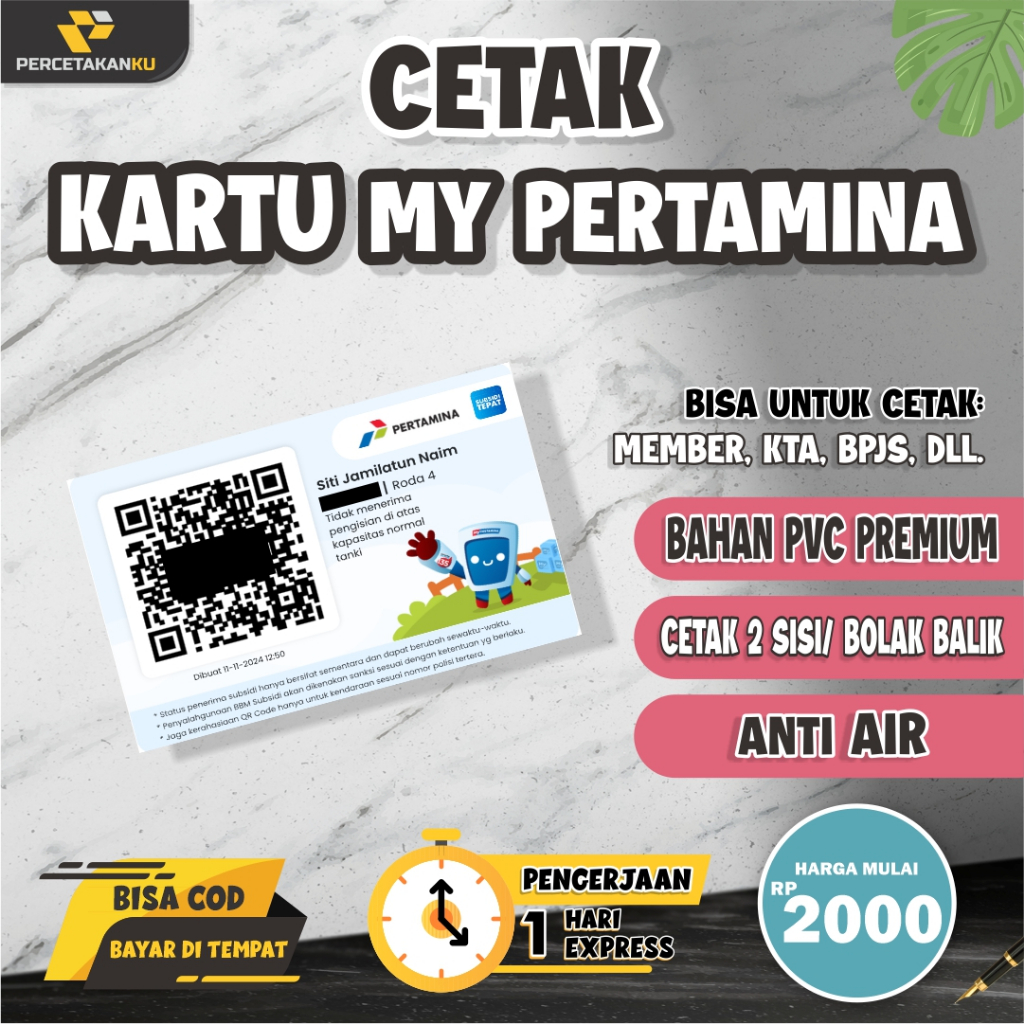 

CETAK KARTU MY PERTAMINA BAHAN PVC