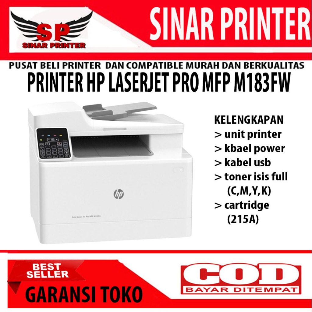 PRINTER HP LASERJET PRO MFP M183fw M 183 FW siap pakai