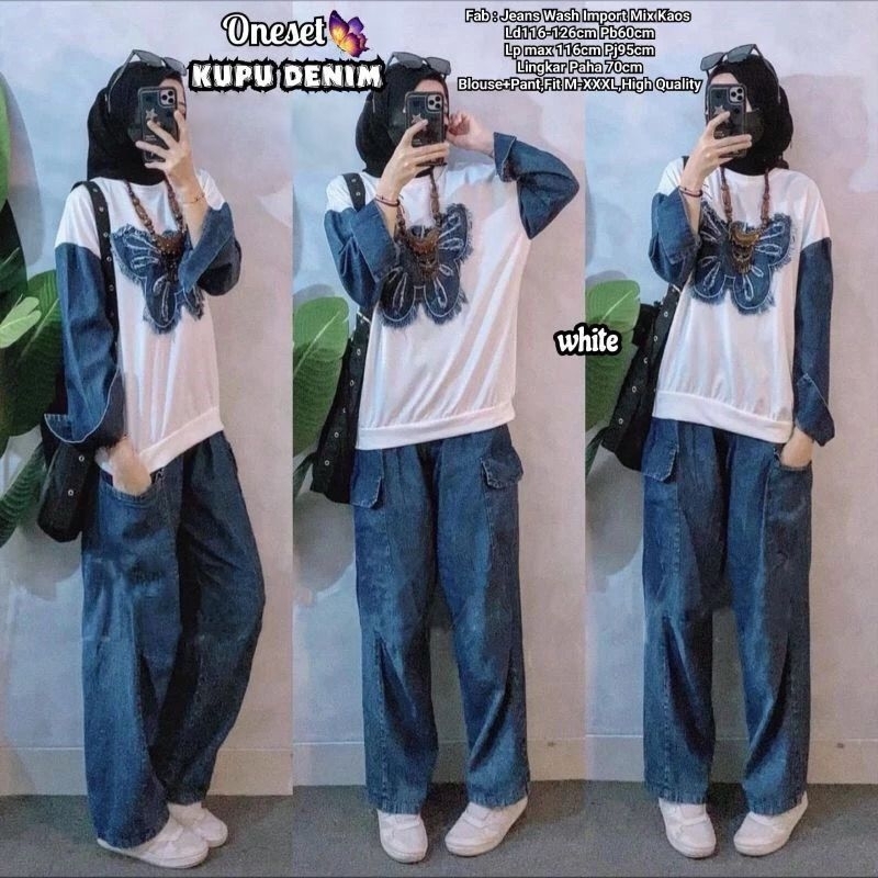 Setelan Jeans. One Set Jeans.Fashion MUSLIM, baju wanita, baju stelan wanita, setelan, stelan, Baju 