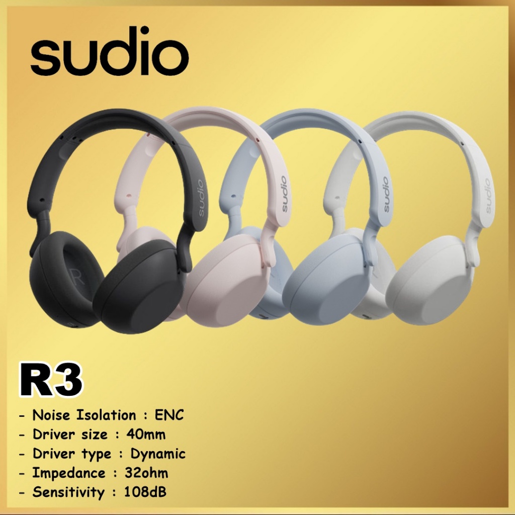 Sudio R3 R 3 Wireless Bluetooth ENC Headphones Headset