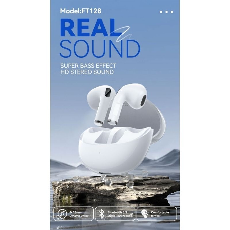 Earphone Bluetooth 5.3 Super Bass Foomee FT128/PA01/PA02/PA05/MH01/PF01/OW01 TWS True Wireless Stere