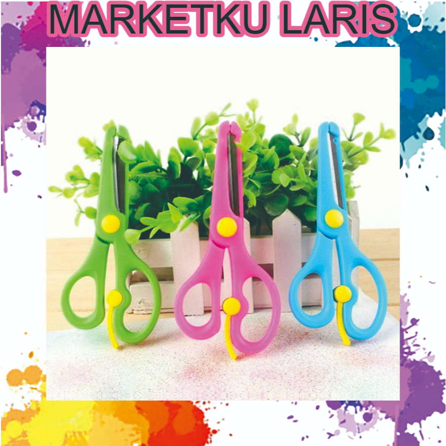 

MKL Gunting Kertas Kecil Gunting Safety Lock anak Anak Gunting Anak Safety Aman Untuk Anak Warna lucu R1153