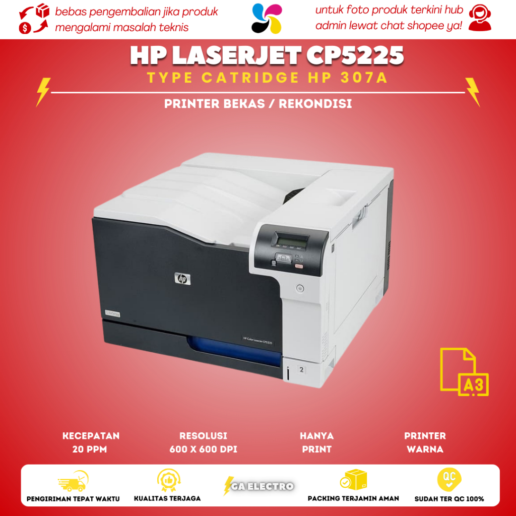 Printer HP laserjet CP5225 (A3) toner full baru